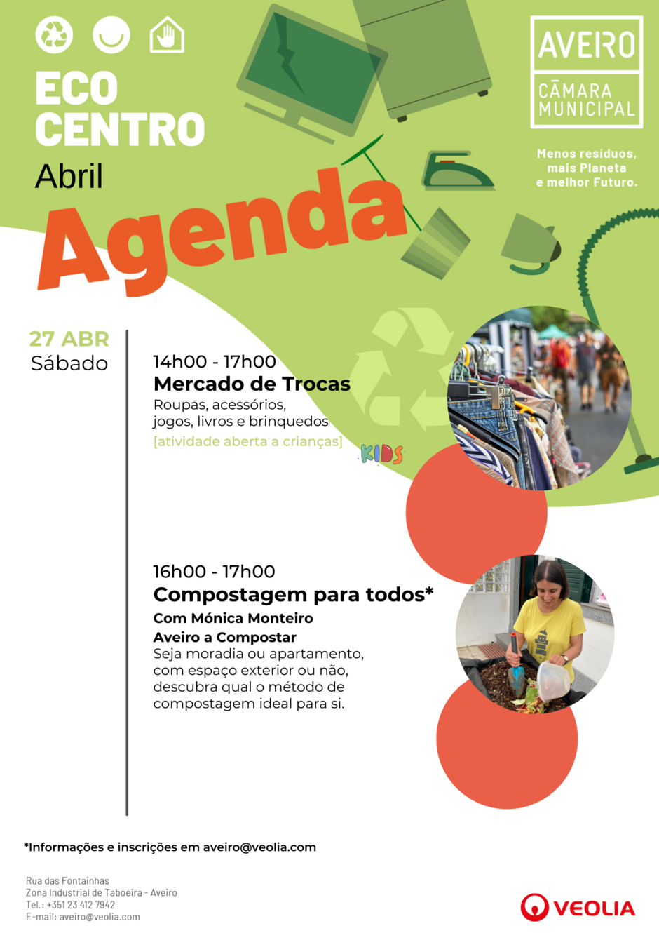 Agenda Atividades do Ecocentro Municipal de Aveiro dia 27 de Abril de 2024