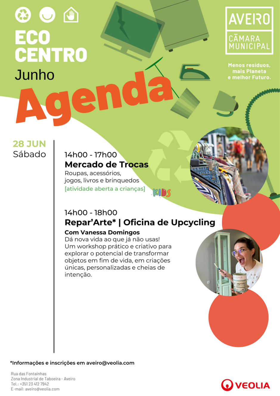Agenda Atividades do Ecocentro Municipal de Aveiro dia 28 de junho de 2025