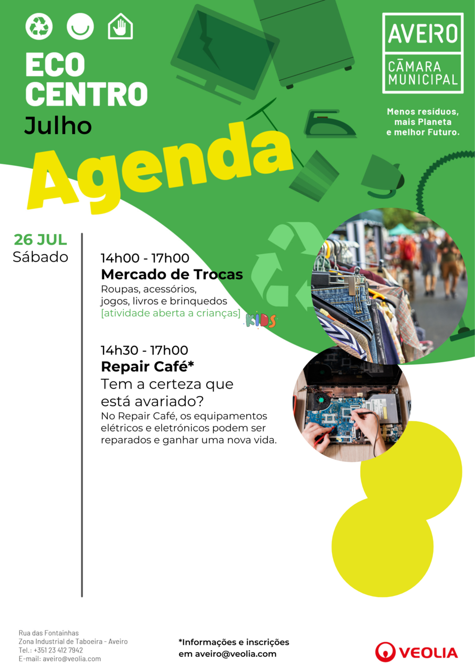 Agenda Atividades do Ecocentro Municipal de Aveiro dia 26 de julho de 2025
