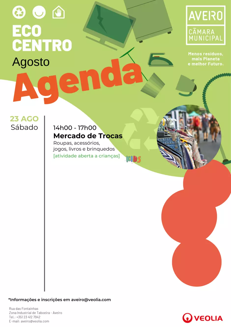 Agenda Atividades do Ecocentro Municipal de Aveiro dia 23 de agosto de 2025