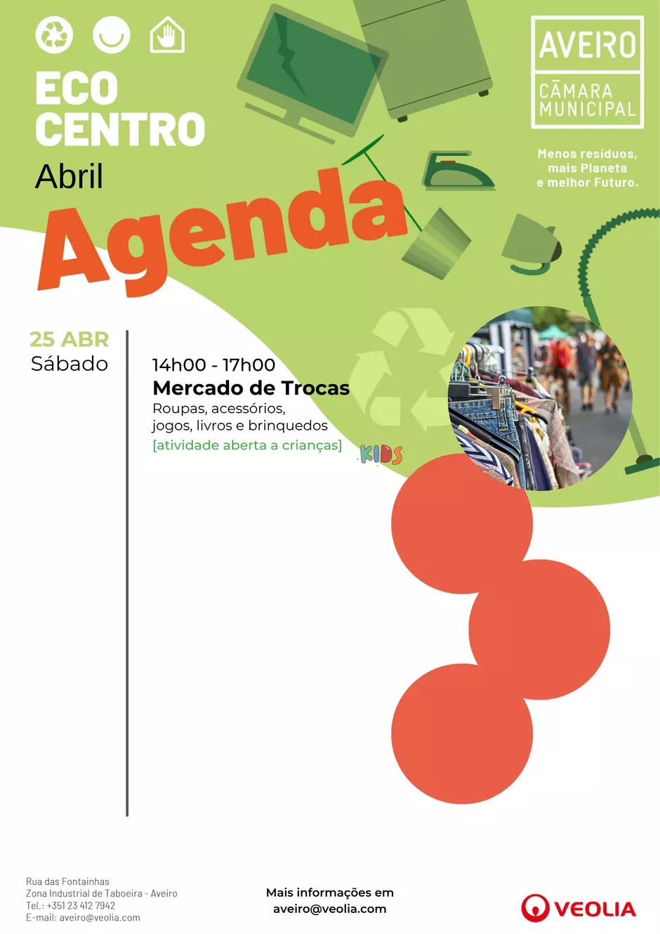 Agenda Atividades do Ecocentro Municipal de Aveiro dia 25 de abril de 2026