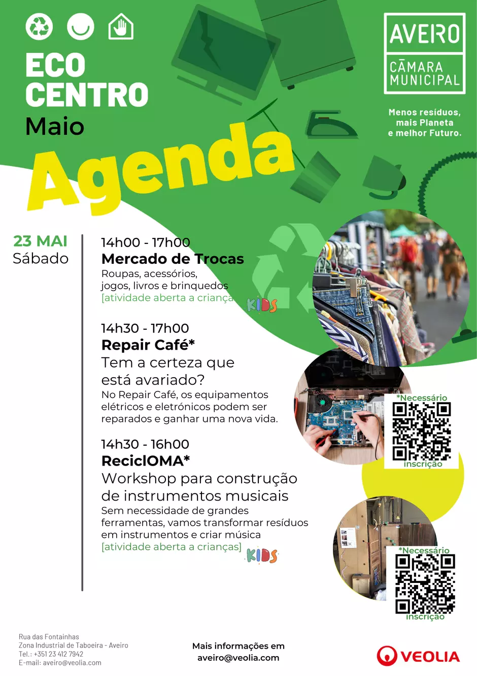 Agenda Atividades do Ecocentro Municipal de Aveiro dia 23 de maio de 2026