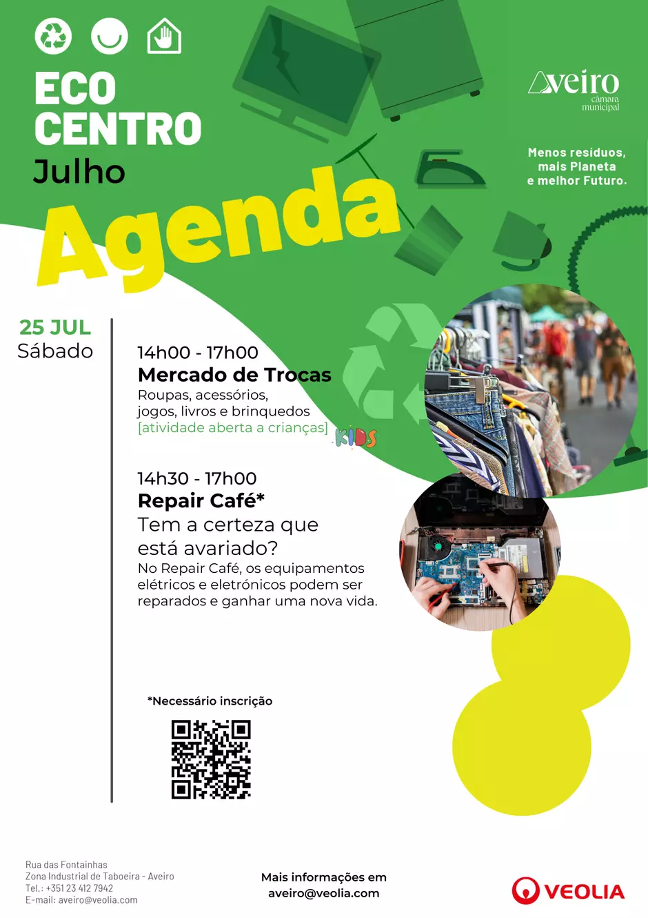 Agenda Atividades do Ecocentro Municipal de Aveiro dia 25 de julho de 2026